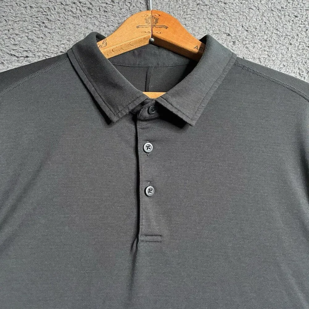 Lululemon Men’s Black Performance Evolution Polo Shirt Size L Stretch Golf - Picture 2 of 11